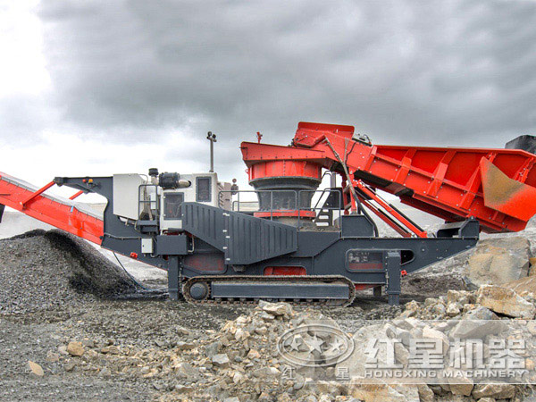 紅星履帶移動(dòng)圓錐式破碎工作圖